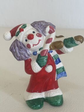 VTG Napco Napcoware Santa Clown Playing Violin Candy cane #798